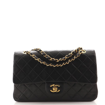 Chanel Vintage Classic Double Flap Bag Quilted Lambskin Medium