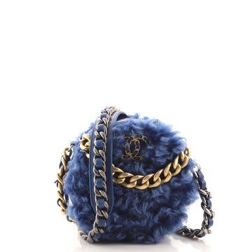 Chanel 19 Round Clutch with Chain Quilted Shearling