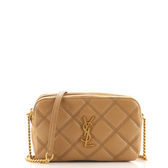 Saint Laurent Becky Double Zip Crossbody Pouch Quilted Leather Mini