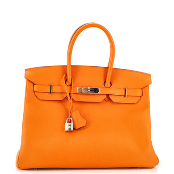 Hermes Birkin Handbag Orange Epsom with Palladium Hardware 35