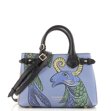 Burberry Banner Tote Printed Leather and House Check Canvas Small