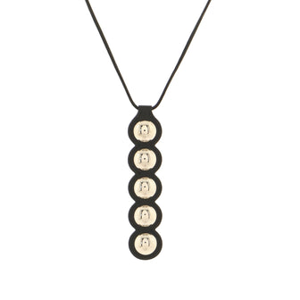 Hermes Passage Cloute Pendant Necklace Metal with Leather