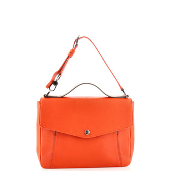 Bvlgari Top Handle Envelope Flap Bag Leather Medium