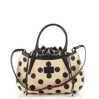 Fendi B. Fab Convertible Tote Grommet Embellished Raffia Small