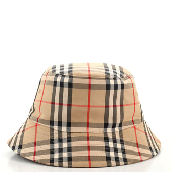 Burberry Bucket Hat Vintage Check Canvas Brown 128385531