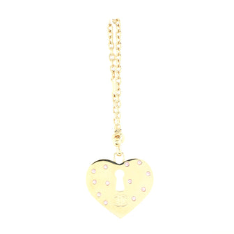 Chanel CC Heart Lock Bag Charm Metal with Crystals