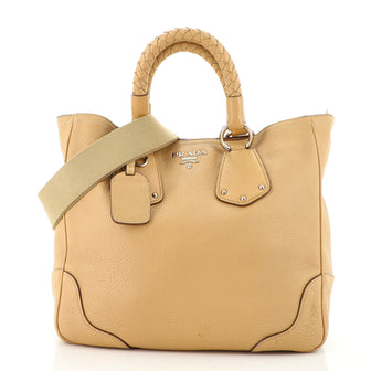 Prada Braided Handle Open Tote Vitello Daino Medium