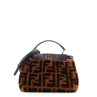 Fendi Peekaboo Bag Zucca Shearling Mini