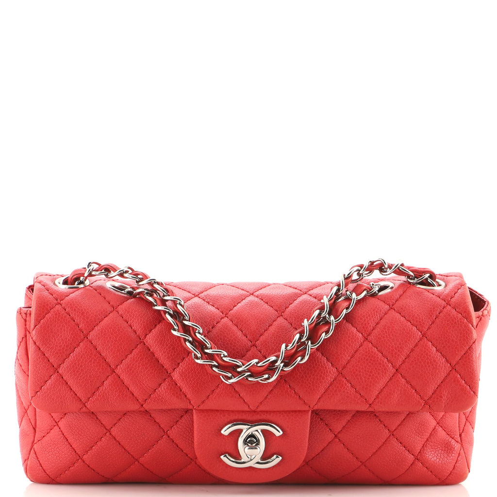 Chanel Classic Single Flap Bag Quilted Caviar East West Pink 128385568