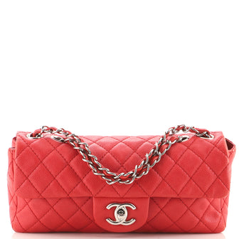Chanel Classic Single Flap Bag Quilted Caviar East West
