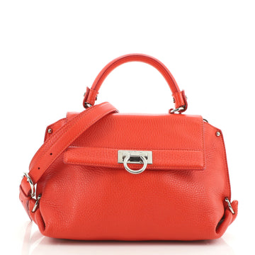 Salvatore Ferragamo Sofia Satchel Pebbled Leather Small