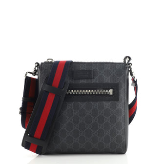 Gucci Web Strap Front Zip Messenger Bag GG Coated Canvas Small