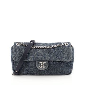 Chanel Chain Flap Bag Camellia Denim Medium