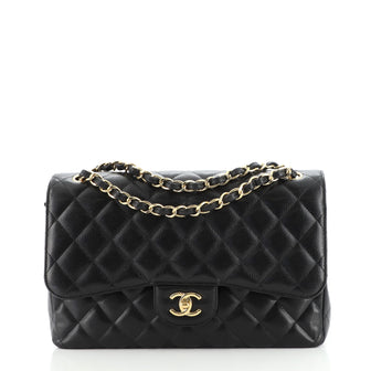Chanel Classic Double Flap Bag Quilted Caviar Jumbo