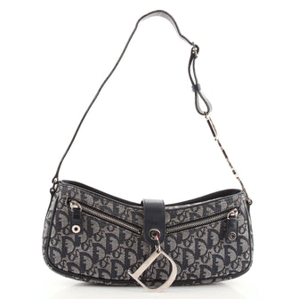 Christian Dior Vintage Trotter Charm Shoulder Bag Diorissimo Canvas Medium