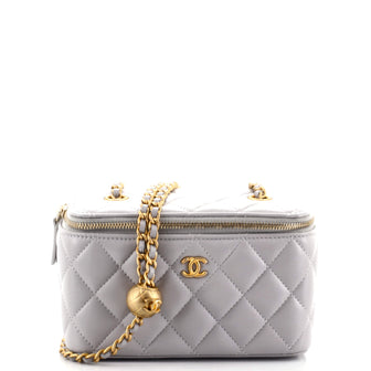 Chanel Pearl Crush Vanity Case with Chain Quilted Lambskin Small