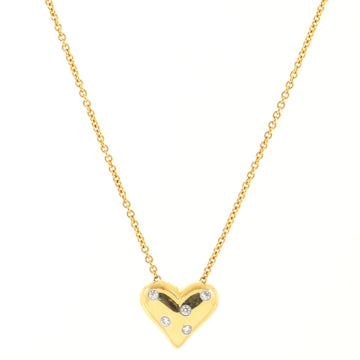 Tiffany & Co. Etoile Heart 5 Diamond Pendant Necklace 18K Yellow Gold with Platinum and Diamonds