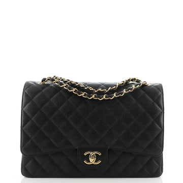 Chanel Classic Double Flap Bag Quilted Caviar Maxi