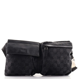 Gucci Vintage Double Belt Bag GG Canvas