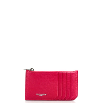 Saint Laurent Fragment Zip Card Holder Leather