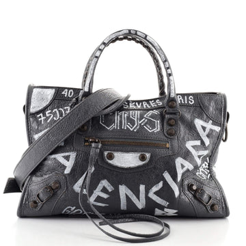 Balenciaga City Graffiti Classic Studs Bag Leather Medium