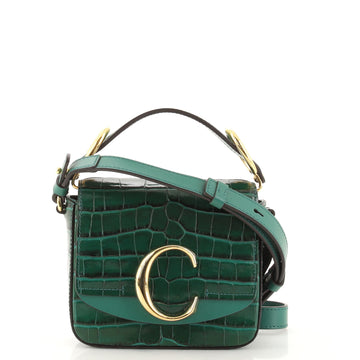 Chloe C Flap Bag Crocodile Embossed Leather Mini
