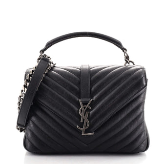 Saint Laurent Classic Monogram College Bag Matelasse Chevron Leather Medium