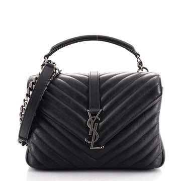 Saint Laurent Classic Monogram College Bag Matelasse Chevron Leather Medium