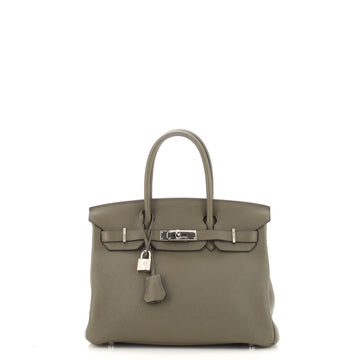 Hermes Birkin Handbag Green Togo with Palladium Hardware 30