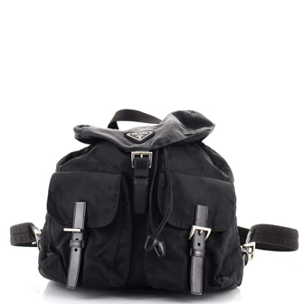 Prada Vela Double Front Pocket Backpack Tessuto with Saffiano Leather Medium