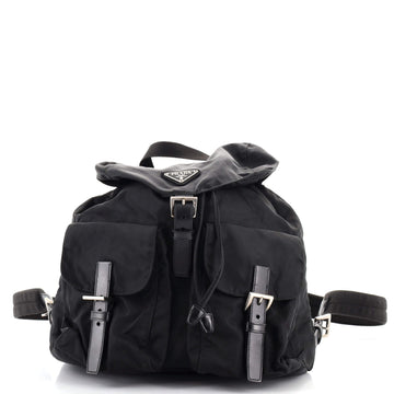 Prada Vela Double Front Pocket Backpack Tessuto with Saffiano Leather Medium