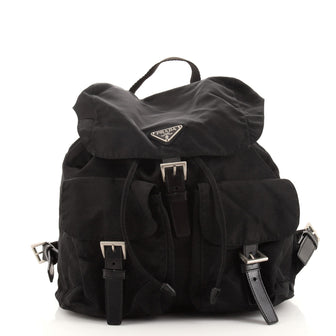 Prada Vela Double Front Pocket Backpack Tessuto with Saffiano Leather Medium