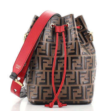 Fendi Mon Tresor Bucket Bag Zucca Embossed Leather Small