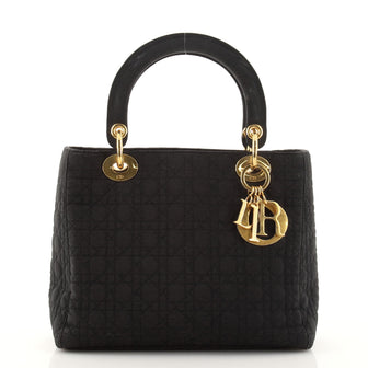 Christian Dior Vintage Lady Dior Bag Cannage Quilt Nylon Medium