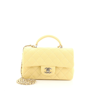 Chanel Classic Single Flap Top Handle Bag Quilted Lambskin Mini