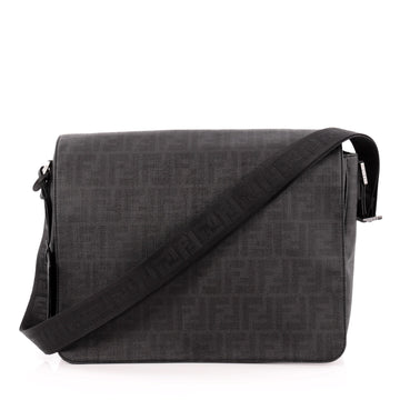 Fendi Flap Messenger Bag Zucca Coated Canvas Large