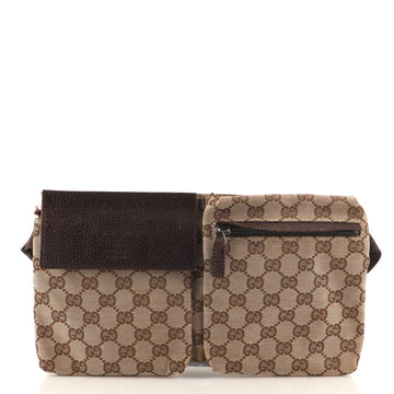 Gucci Vintage Double Belt Bag GG Canvas Small