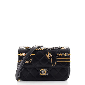 Chanel Hairpin Charms Two-Tone CC Flap Bag Embellished Quilted Lambskin Small