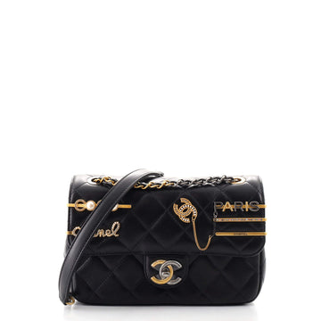Chanel Hairpin Charms Two-Tone CC Flap Bag Embellished Quilted Lambskin Small