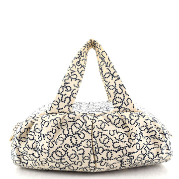 Chanel Vintage Bowler Bag Printed Canvas Large