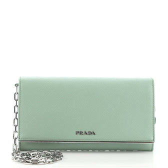 Prada, Bags, Prada Wallet On Chain Saffiano Leather With Metal Detail