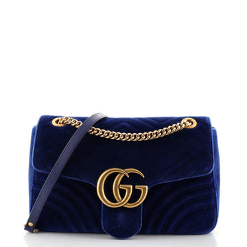 Gucci GG Marmont Flap Bag Matelasse Velvet Medium