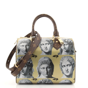 Louis Vuitton Speedy Bandouliere Bag Limited Edition Fornasetti Print Leather and Monogram Canvas 25