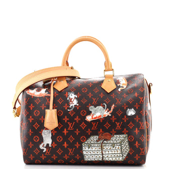 Louis Vuitton Speedy Bandouliere Bag Limited Edition Grace Coddington Catogram Canvas 30