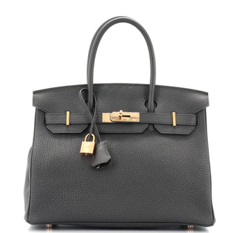 Hermes Birkin Handbag Black Togo with Rose Gold Hardware 30