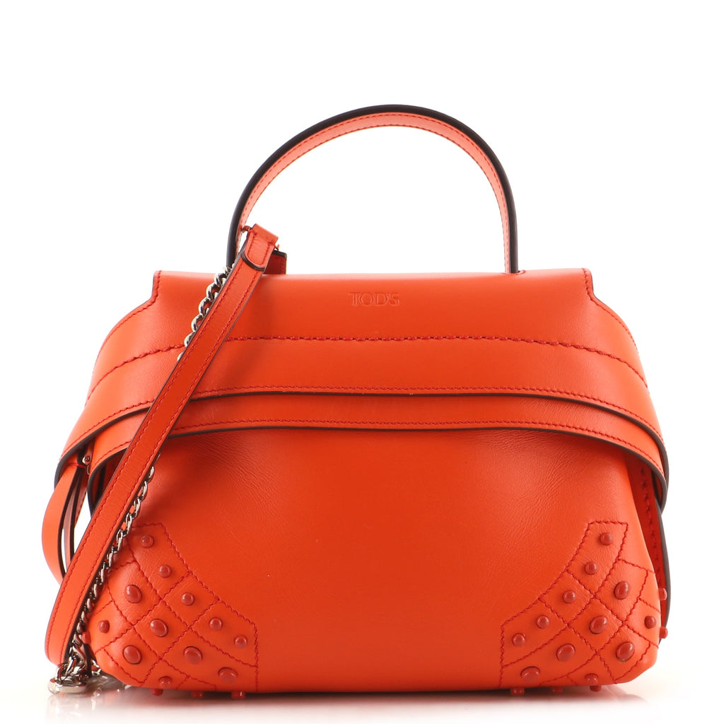 Tod's Studded Wave Bag Leather Micro Orange 1287791