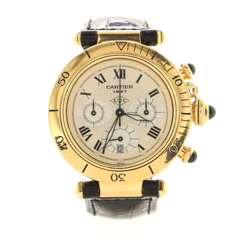 Cartier Pasha Chronograph Quartz Watch Yellow Gold and Alligator 38