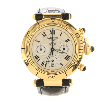 Cartier Pasha Chronograph Quartz Watch Yellow Gold and Alligator 38