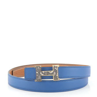 Hermes Constance Reversible Belt Leather with Lizard Thin