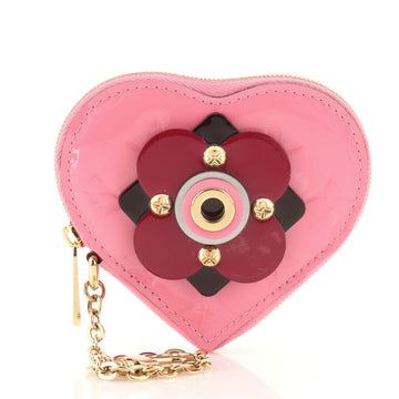 Louis Vuitton Heart Coin Purse Monogram Vernis with Applique